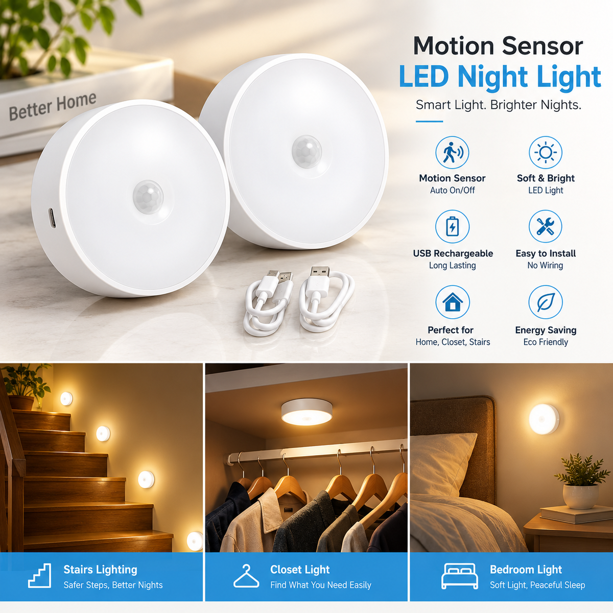 ✨ Motion Sensor LED Night Light